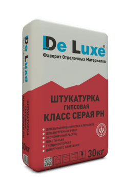 Смесь штукатурная гипсовая De Luxe РН/МН 30 кг (серый)