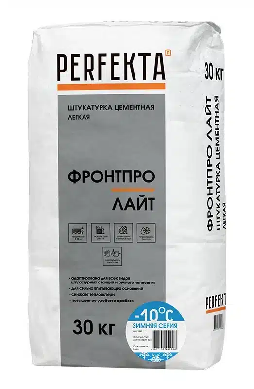 Смесь штукатурная цементная PERFEKTA Фронтпро Лайт МН Зимняя 30 кг