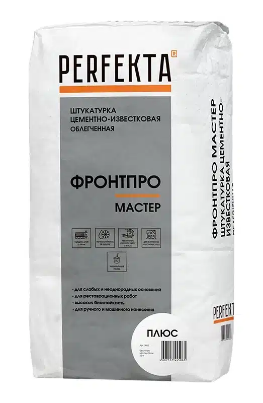 Смесь штукатурная цементно-известковая PERFEKTA Фронтпро Мастер Плюс 30 кг