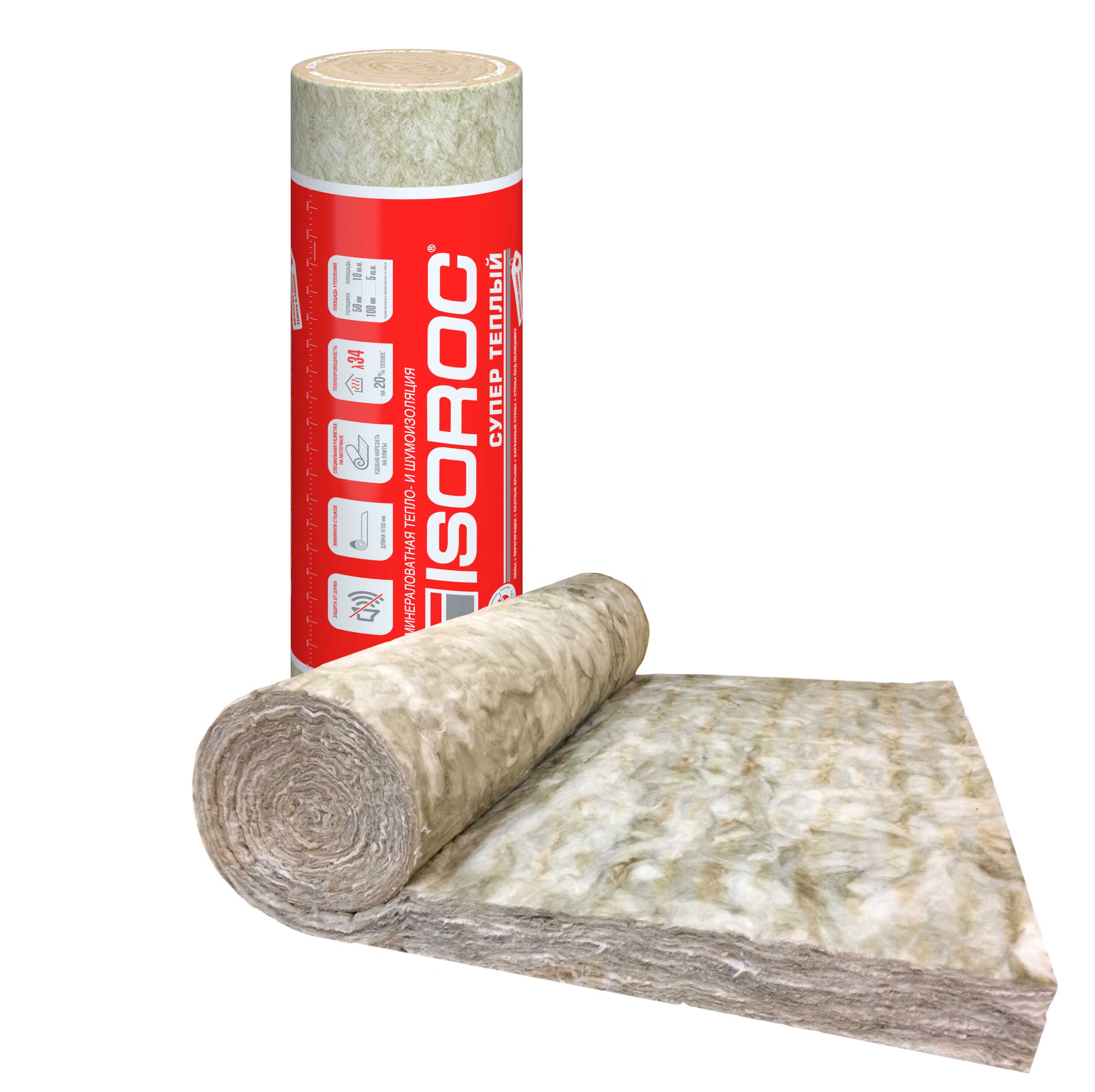 Мат теплоизоляционный из кварцевой ваты ISOROC Супер Теплый Рулон 50х1220х4100 мм