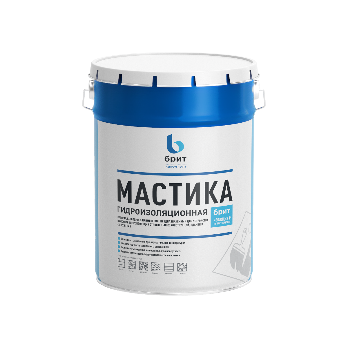 Мастика гидроизоляционная битумно-полимерная БРИТ Изоляция-Р 5 кг