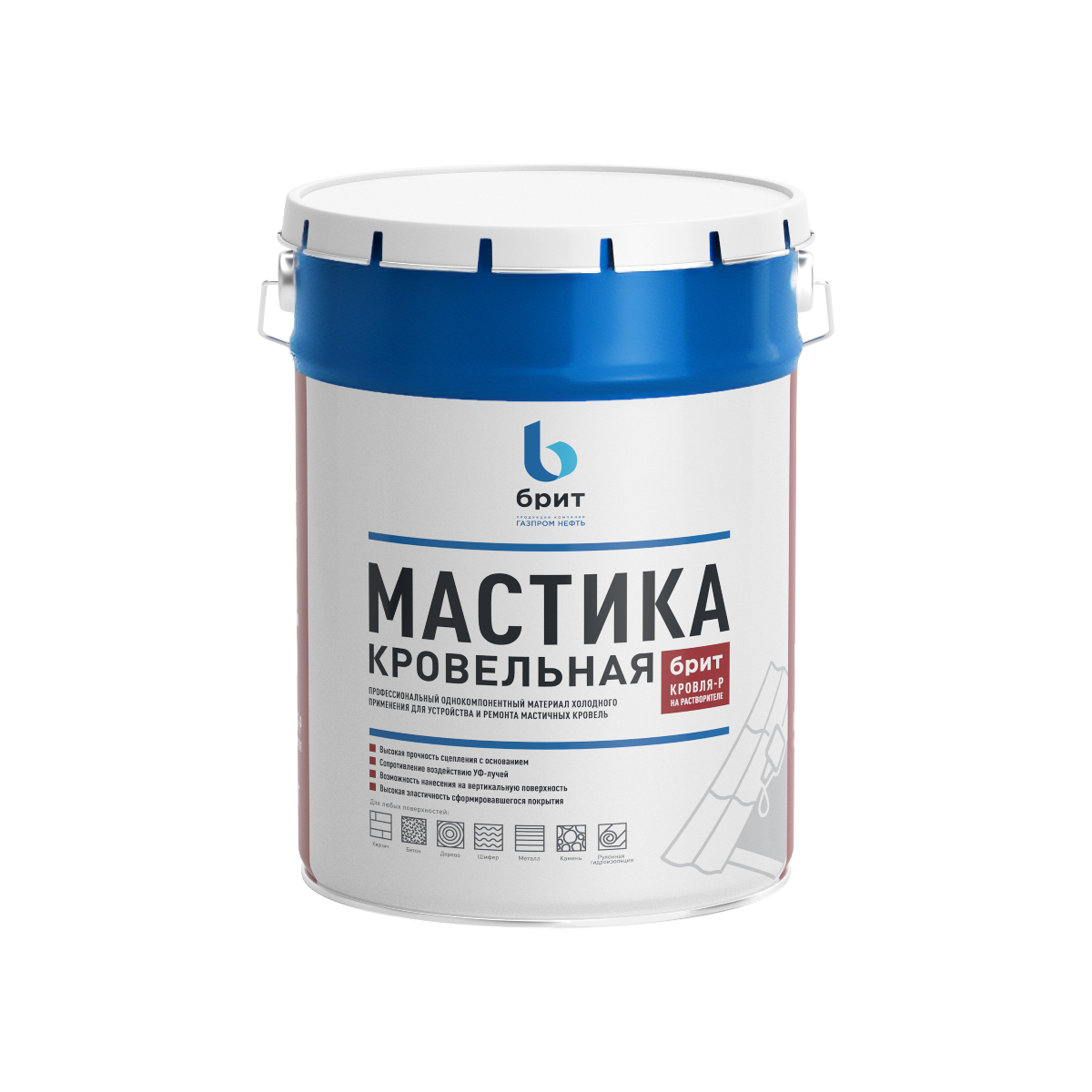 Мастика гидроизоляционная полимерная БРИТ Кровля-Р 5 кг