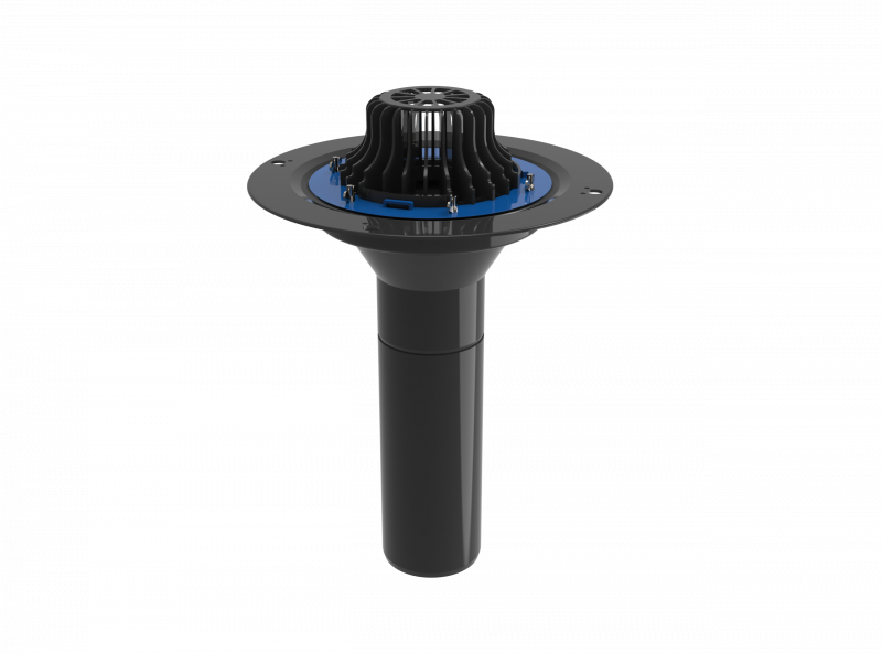 Воронка кровельная с обжимным фланцем, обогревом и листвоуловителем PLASTFOIL VORTEX 160(D)х450 мм