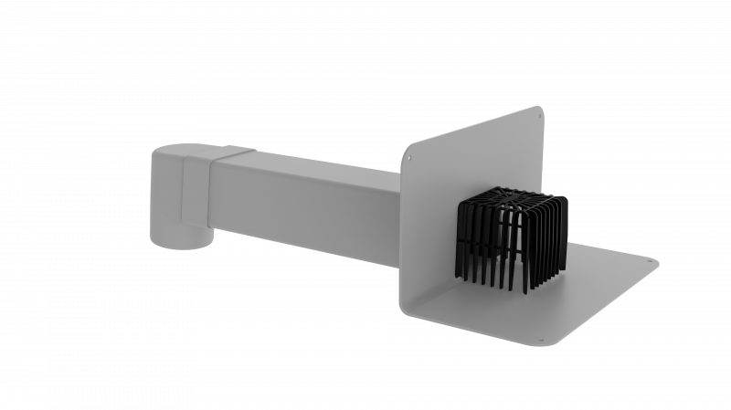 Воронка парапетная с отводом и листвоуловителем PLASTFOIL VORTEX 100х100х450 мм