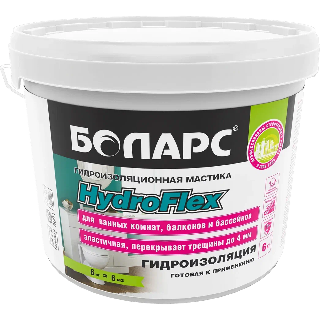 Гидроизоляция готовая эластичная Боларс HYDROFLEX 6 кг