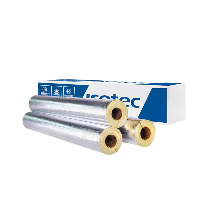 Цилиндр вырезной из базальтовой ваты ISOTEC Shell-90-АЛ 90х133-1000 мм