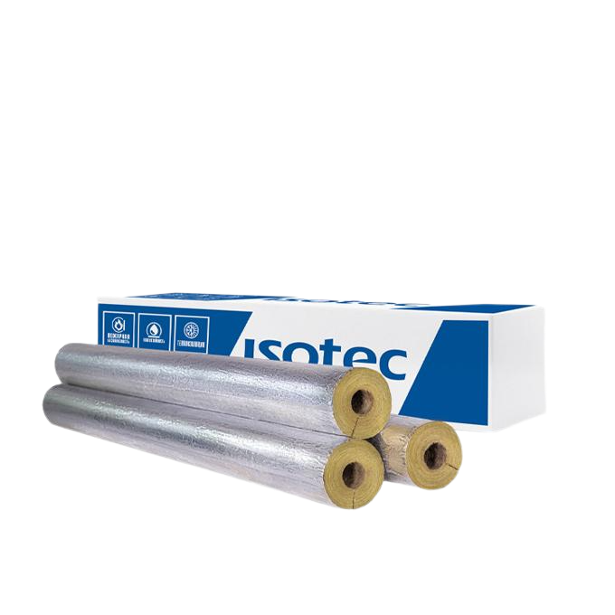 Цилиндр термонавивной из базальтовой ваты ISOTEC Section-100-АЛ2 100х108-1200 мм