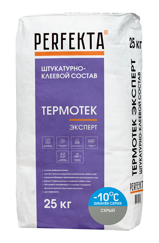 Смесь армировочно-клеевая PERFEKTA Термотек Эксперт Зимняя 25 кг (белый)