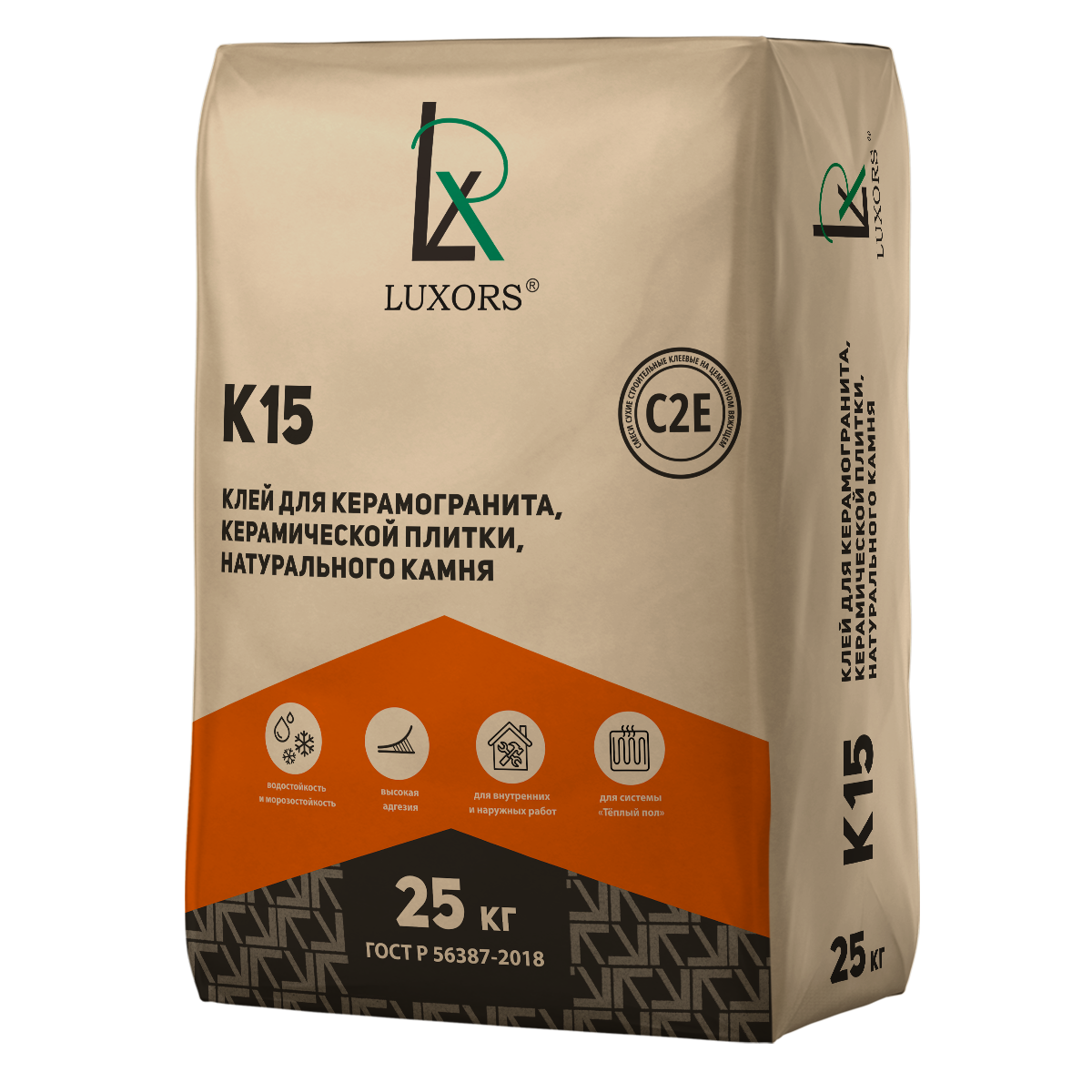 Смесь клеевая для плитки LUXORS К15 (C2 T S1) 25 кг